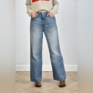 Ganni Vintage Magny Wide Leg Jeans in Light Blue Denim, Size 27